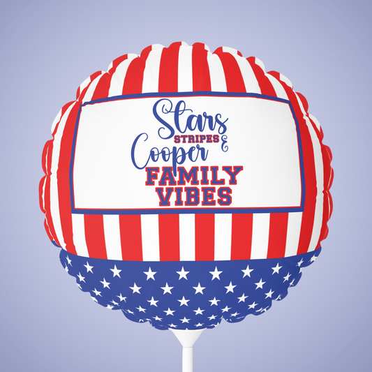 Stars and Stripes Personalized Patriotic July 4th Home Decor Party Round Balloon USA Flag