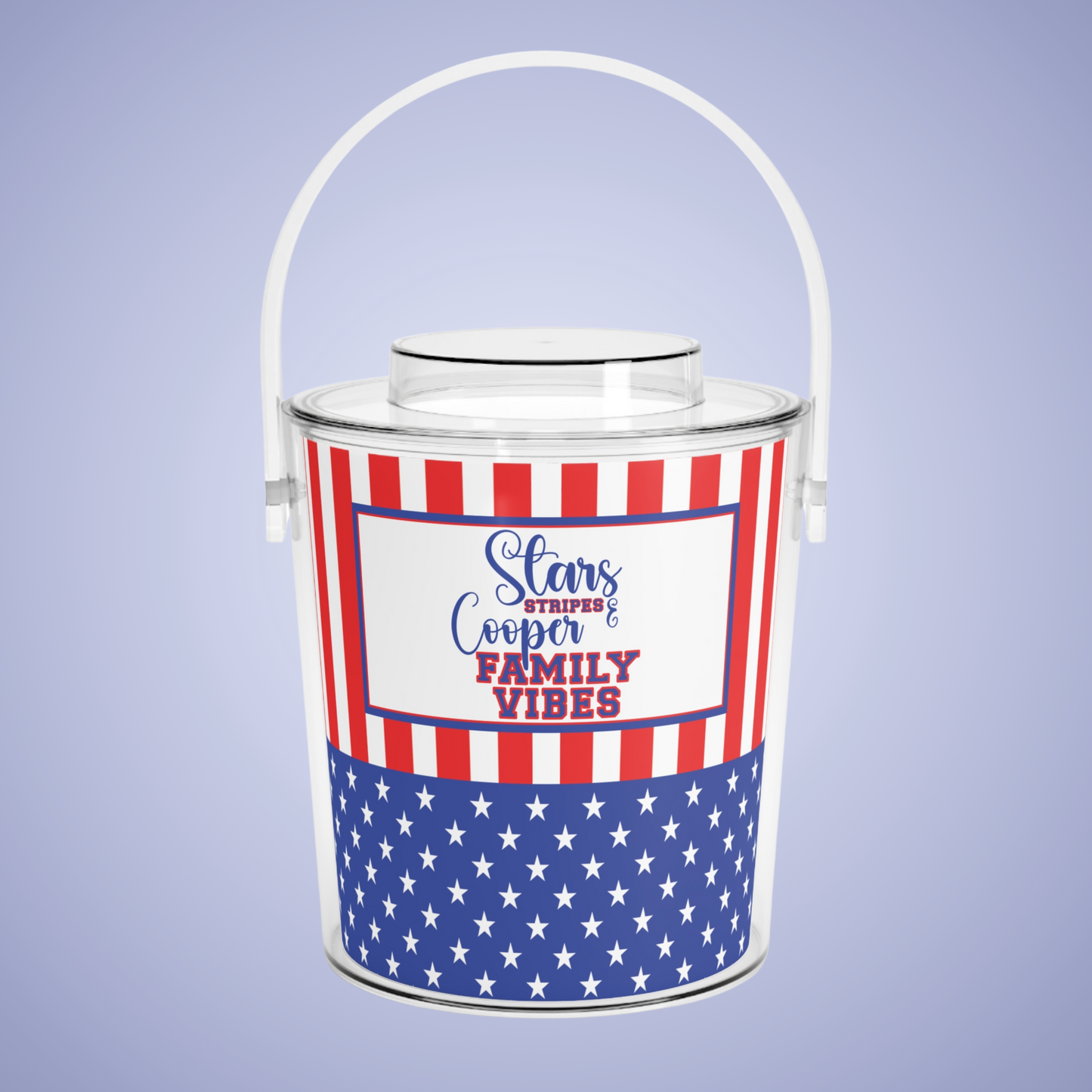 Stars and Stripes Personalized Patriotic July 4th Home Decor Ice Bucket USA Flag