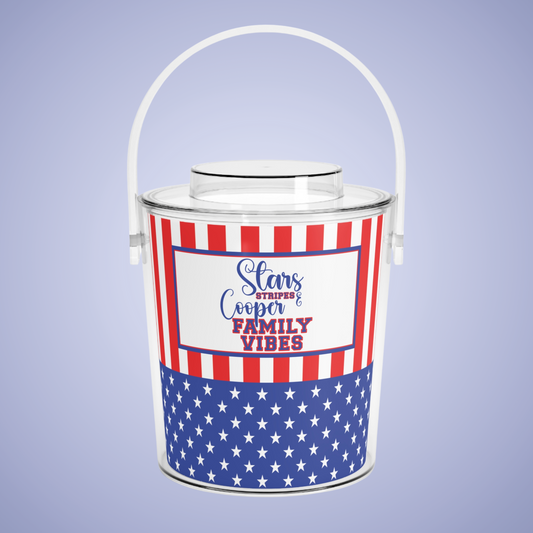 Stars and Stripes Personalized Patriotic July 4th Home Decor Ice Bucket USA Flag