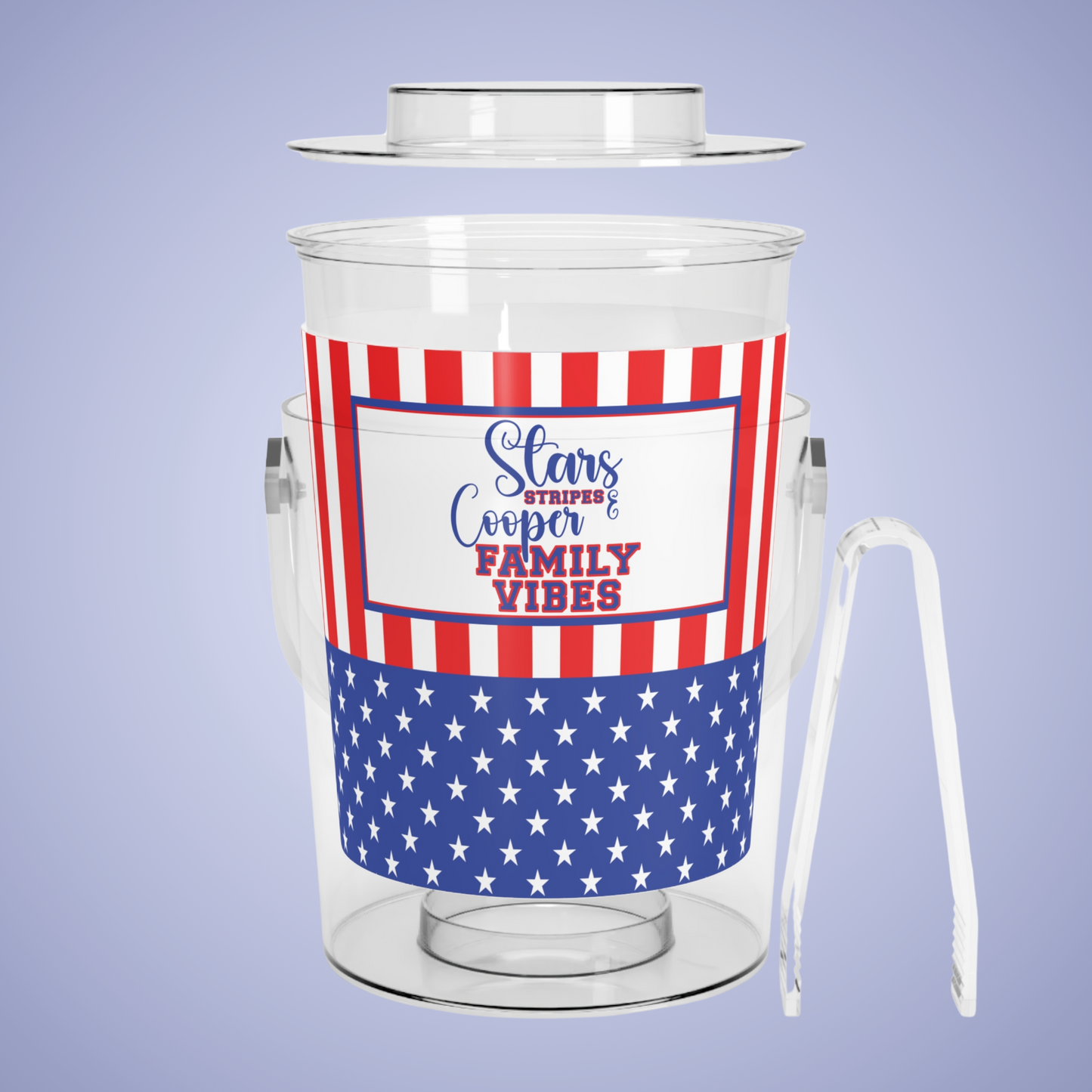 Stars and Stripes Personalized Patriotic July 4th Home Decor Ice Bucket USA Flag