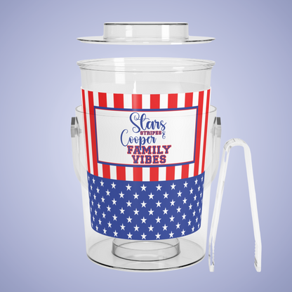 Stars and Stripes Personalized Patriotic July 4th Home Decor Ice Bucket USA Flag