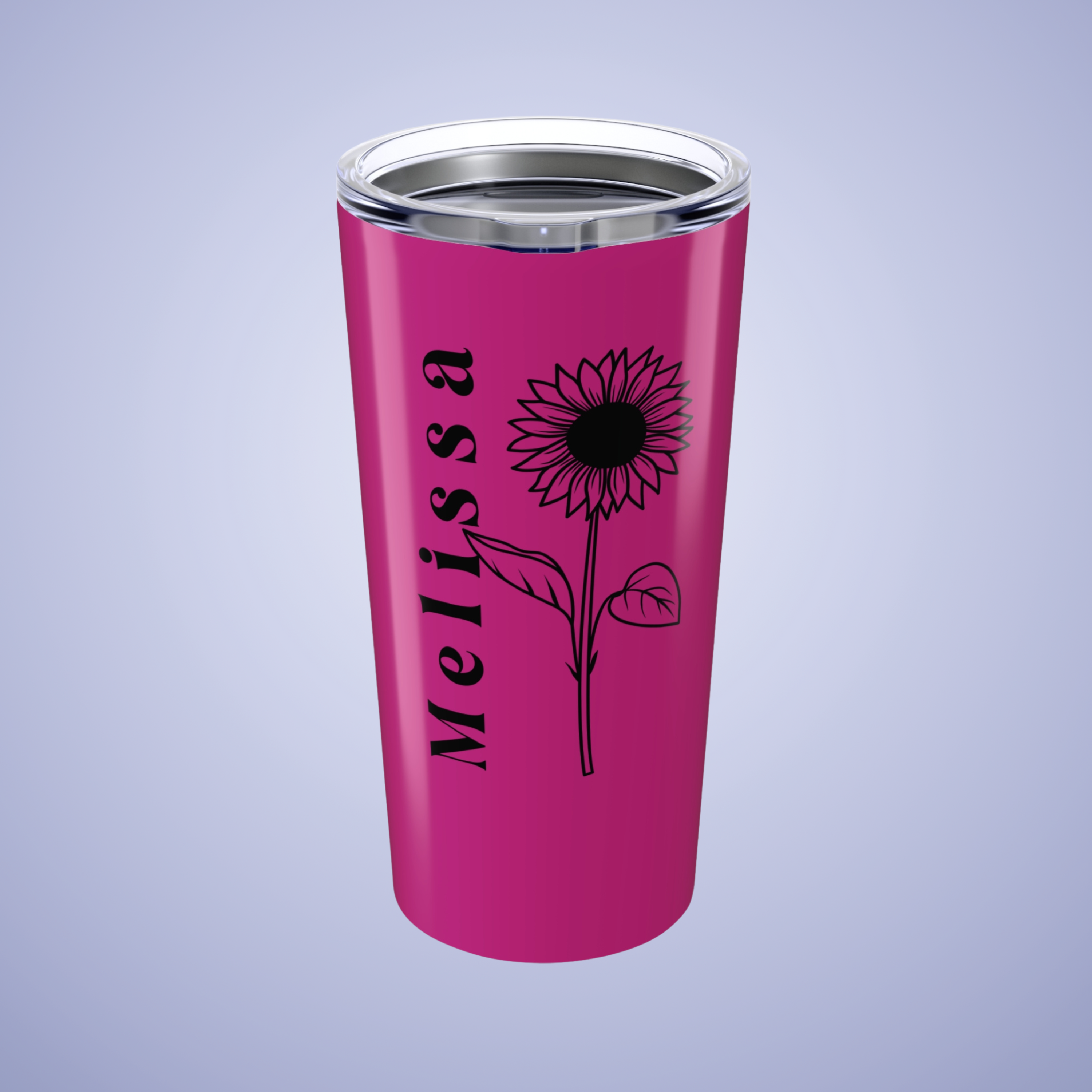 Sunflower Floral Personalized Name Tumbler Hot Pink Birthday Gift