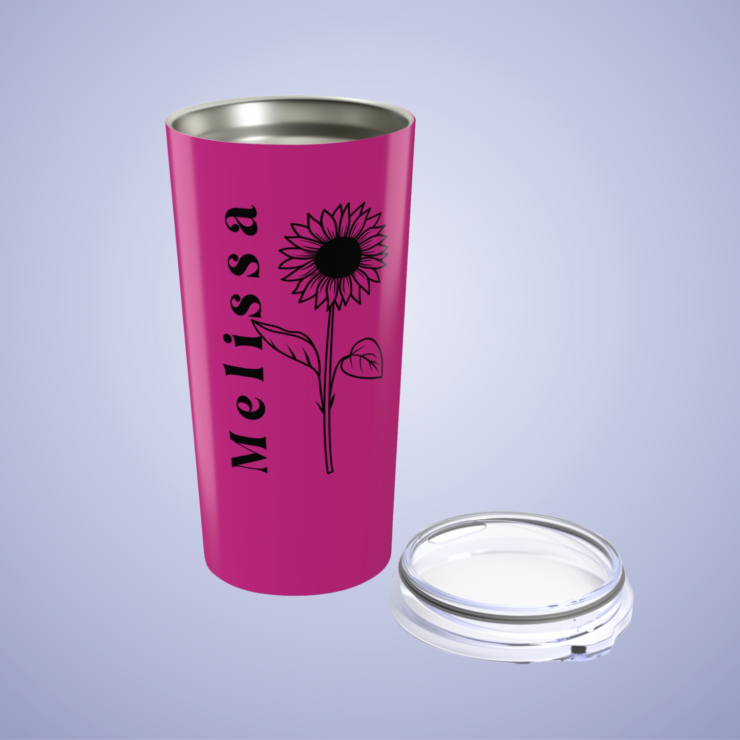 Sunflower Floral Personalized Name Tumbler Hot Pink Birthday Gift