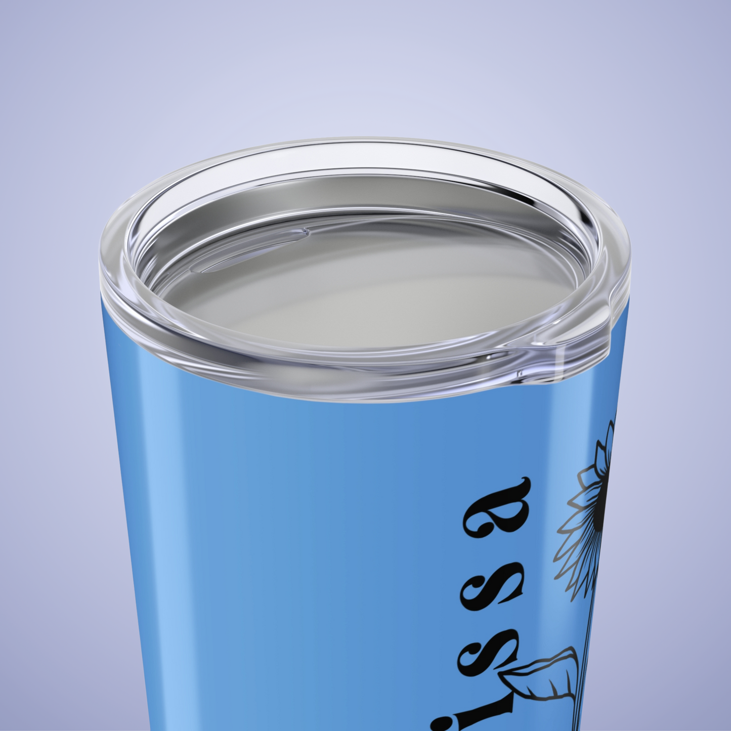 Sunflower Floral Personalized Name Tumbler Light Blue Birthday Gift