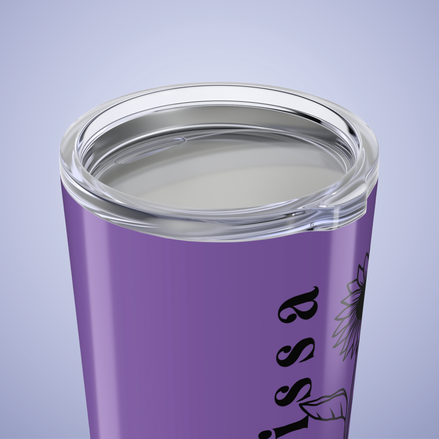 Sunflower Floral Personalized Name Tumbler Light Purple Birthday Gift