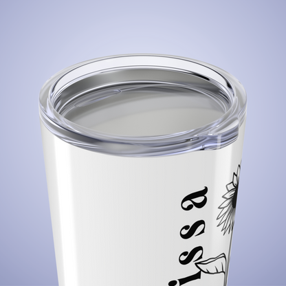 Sunflower Floral Personalized Name Tumbler White Birthday Gift