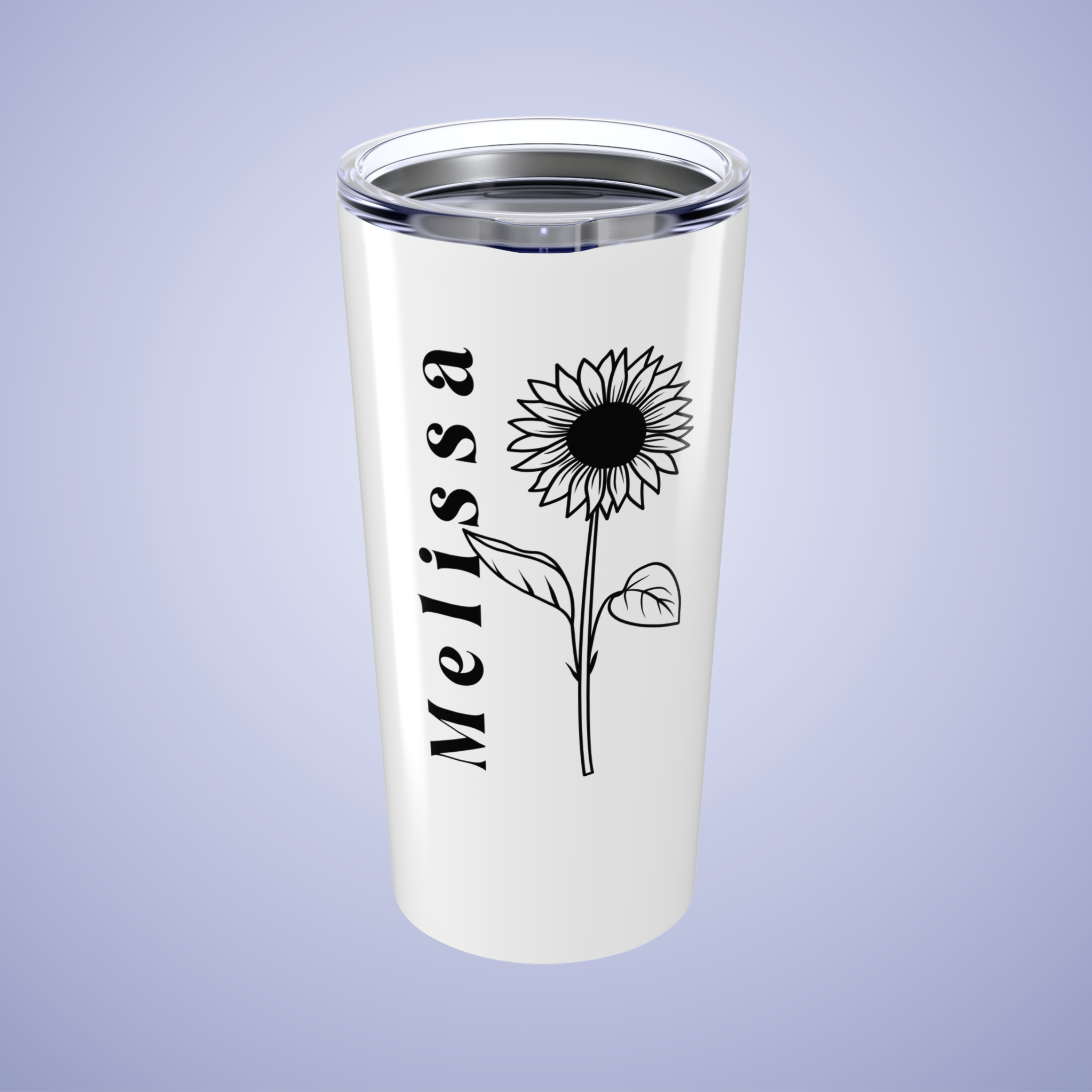 Sunflower Floral Personalized Name Tumbler White Birthday Gift