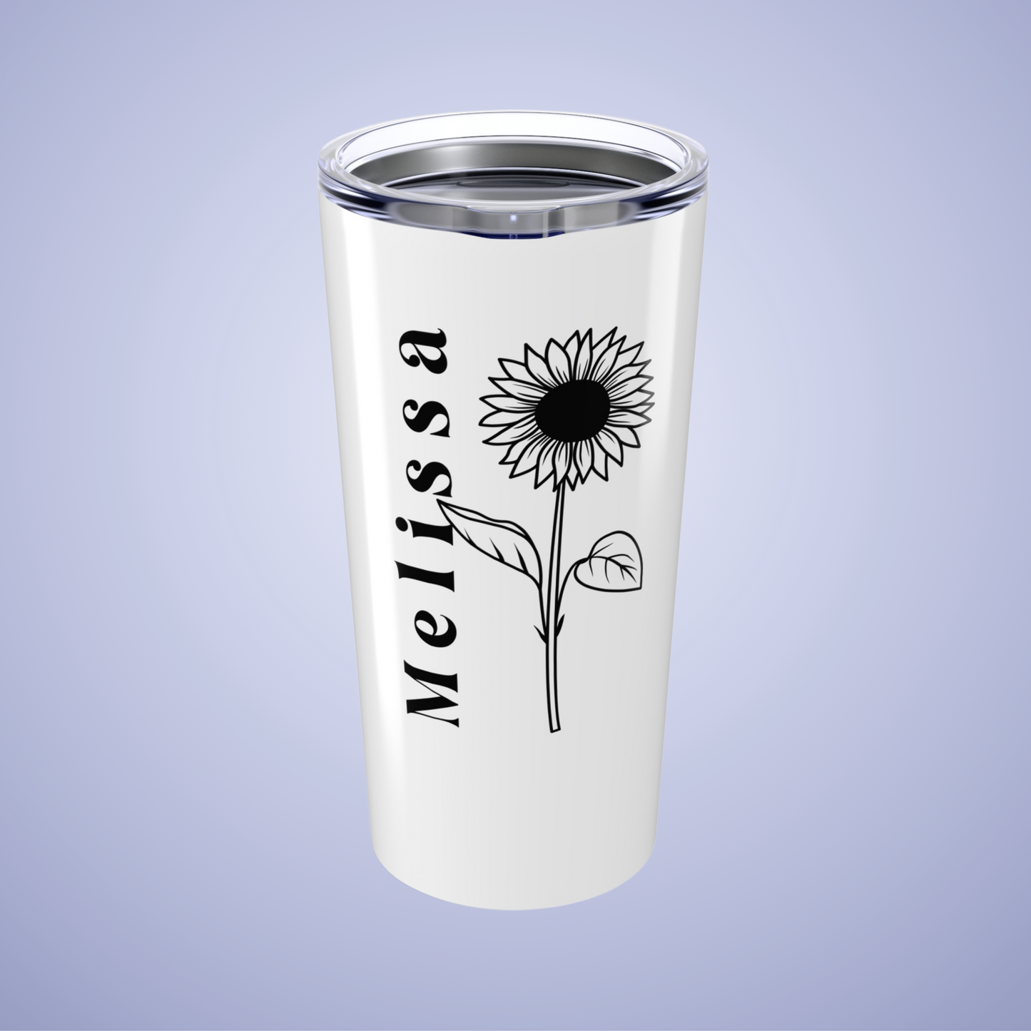 Sunflower Floral Personalized Name Tumbler White Birthday Gift
