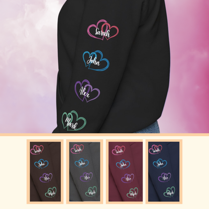 This Mother Wears Her Heart on Her Sleeve Personalized White Mothers Day Gift Hoodie Sweatshirt
