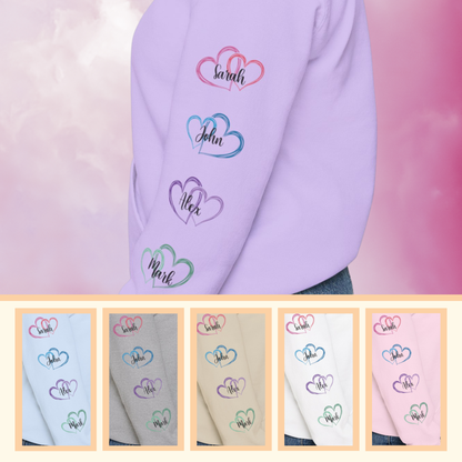 This Mother Wears Her Heart on Her Sleeve Personalized Mothers Day Gift Hoodie Sweatshirt