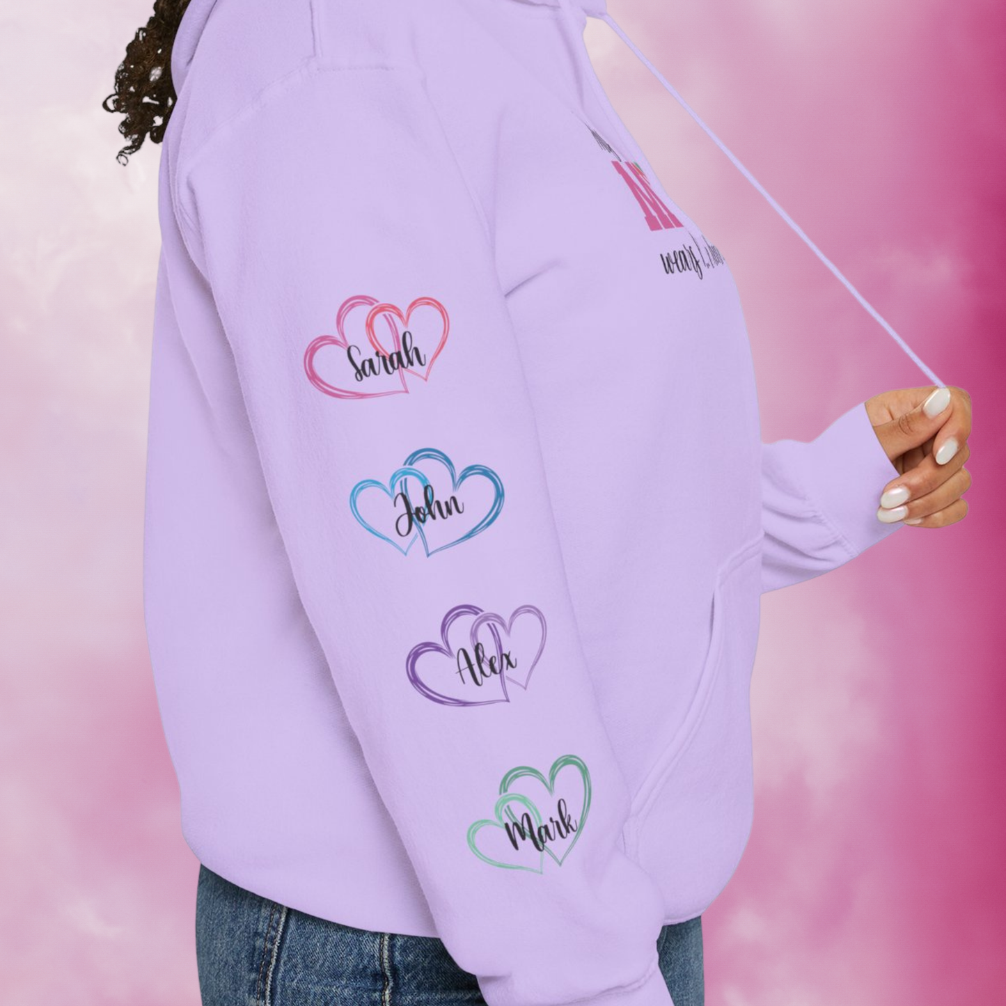 This Mother Wears Her Heart on Her Sleeve Personalized Mothers Day Gift Hoodie Sweatshirt