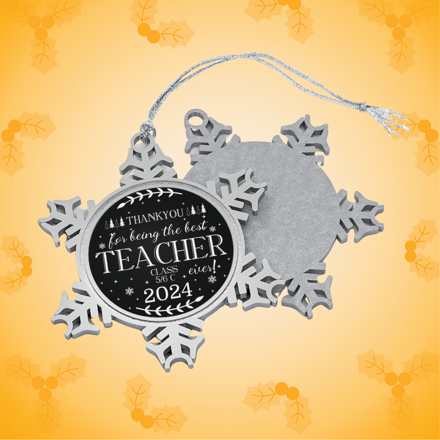 Best Teacher PERSONALISED Pewter Snowflake Ornament