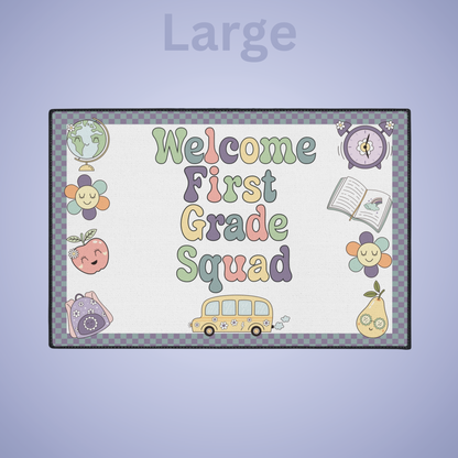 Welcome First Grade Squad Floor Door Mat Fun Classroom Set Up Entrance Rug