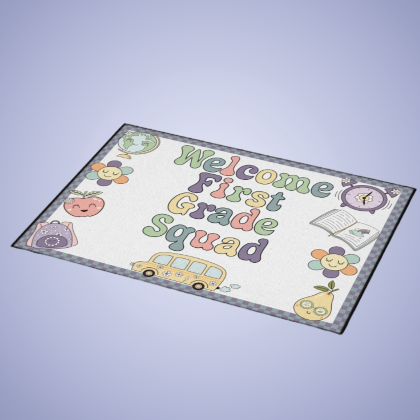 Welcome First Grade Squad Floor Door Mat Fun Classroom Set Up Entrance Rug