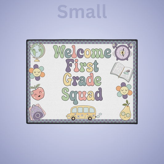 Welcome First Grade Squad Floor Door Mat Fun Classroom Set Up Entrance Rug