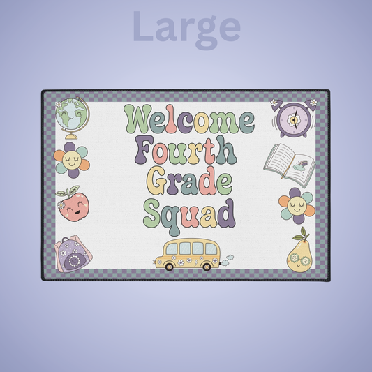 Welcome Fourth Grade Squad Floor Door Mat Fun Classroom Set Up Entrance Rug
