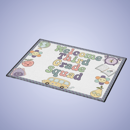 Welcome Third Grade Squad Floor Door Mat Fun Classroom Set Up Entrance Rug