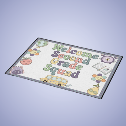 Welcome Second Grade Squad Floor Door Mat Fun Classroom Set Up Entrance Rug