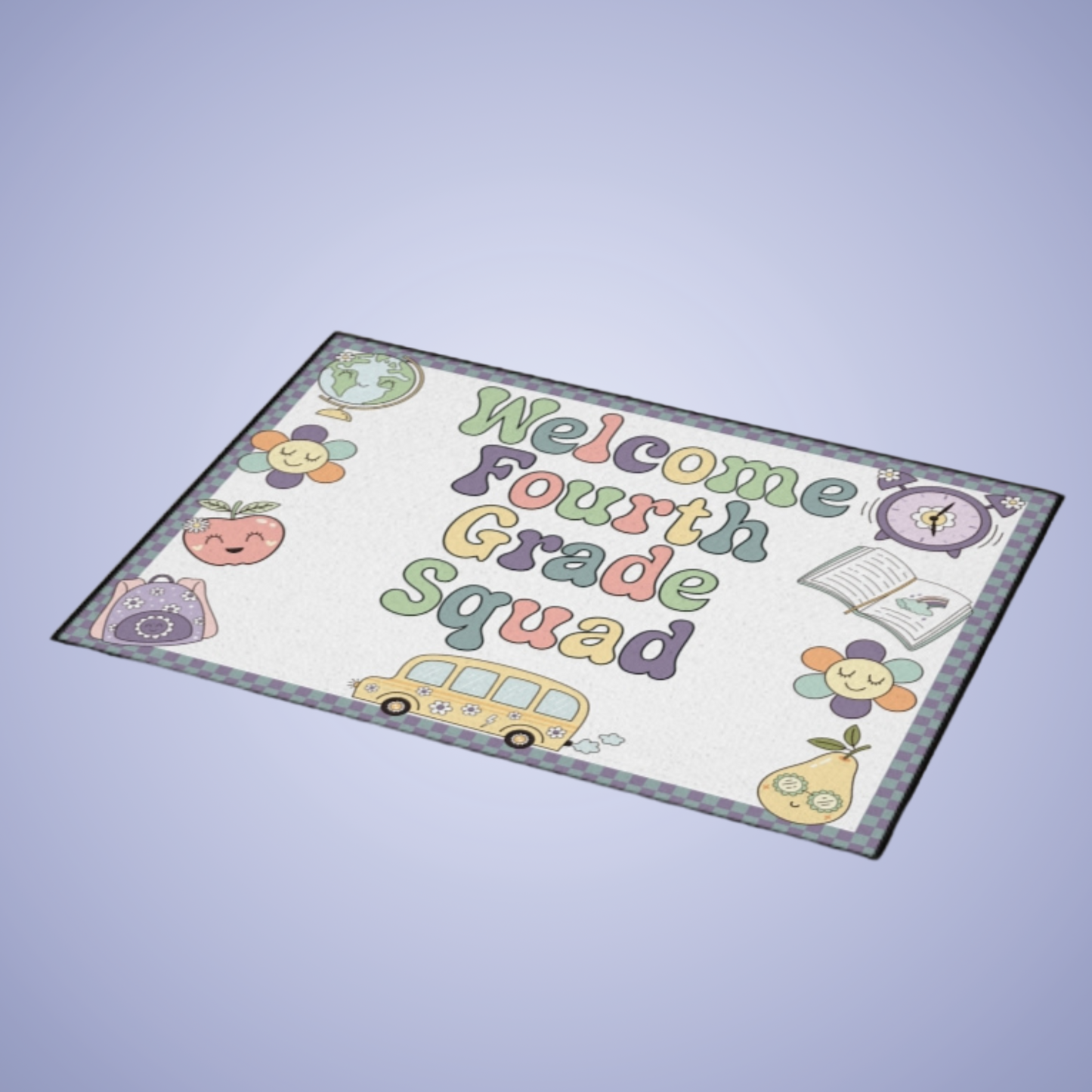 Welcome Fourth Grade Squad Floor Door Mat Fun Classroom Set Up Entrance Rug