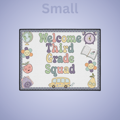 Welcome Third Grade Squad Floor Door Mat Fun Classroom Set Up Entrance Rug