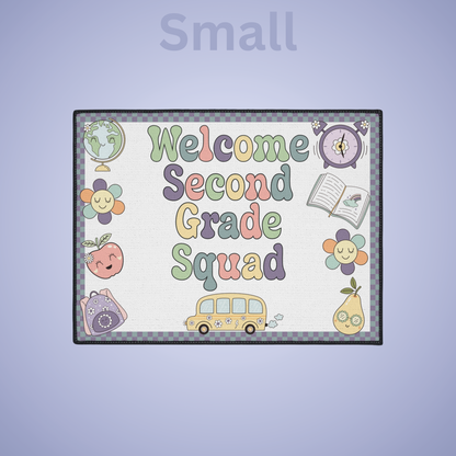 Welcome Second Grade Squad Floor Door Mat Fun Classroom Set Up Entrance Rug