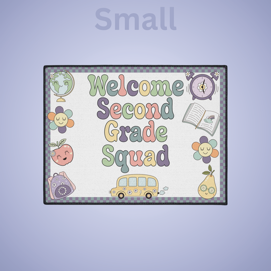 Welcome Second Grade Squad Floor Door Mat Fun Classroom Set Up Entrance Rug