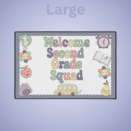 Welcome Second Grade Squad Floor Door Mat Fun Classroom Set Up Entrance Rug