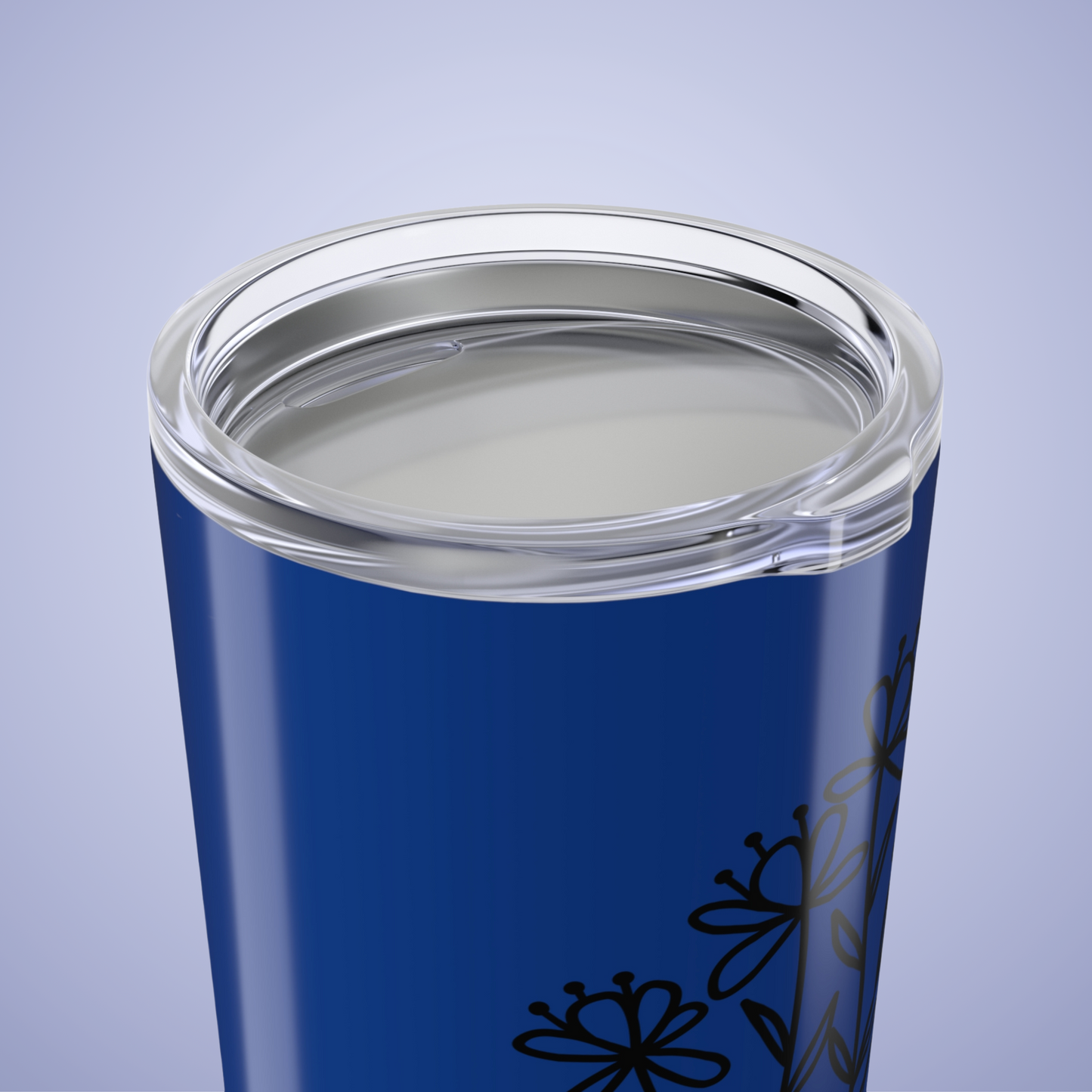 Wildflowers Floral Personalized Name Tumbler Dark Blue Birthday Gift