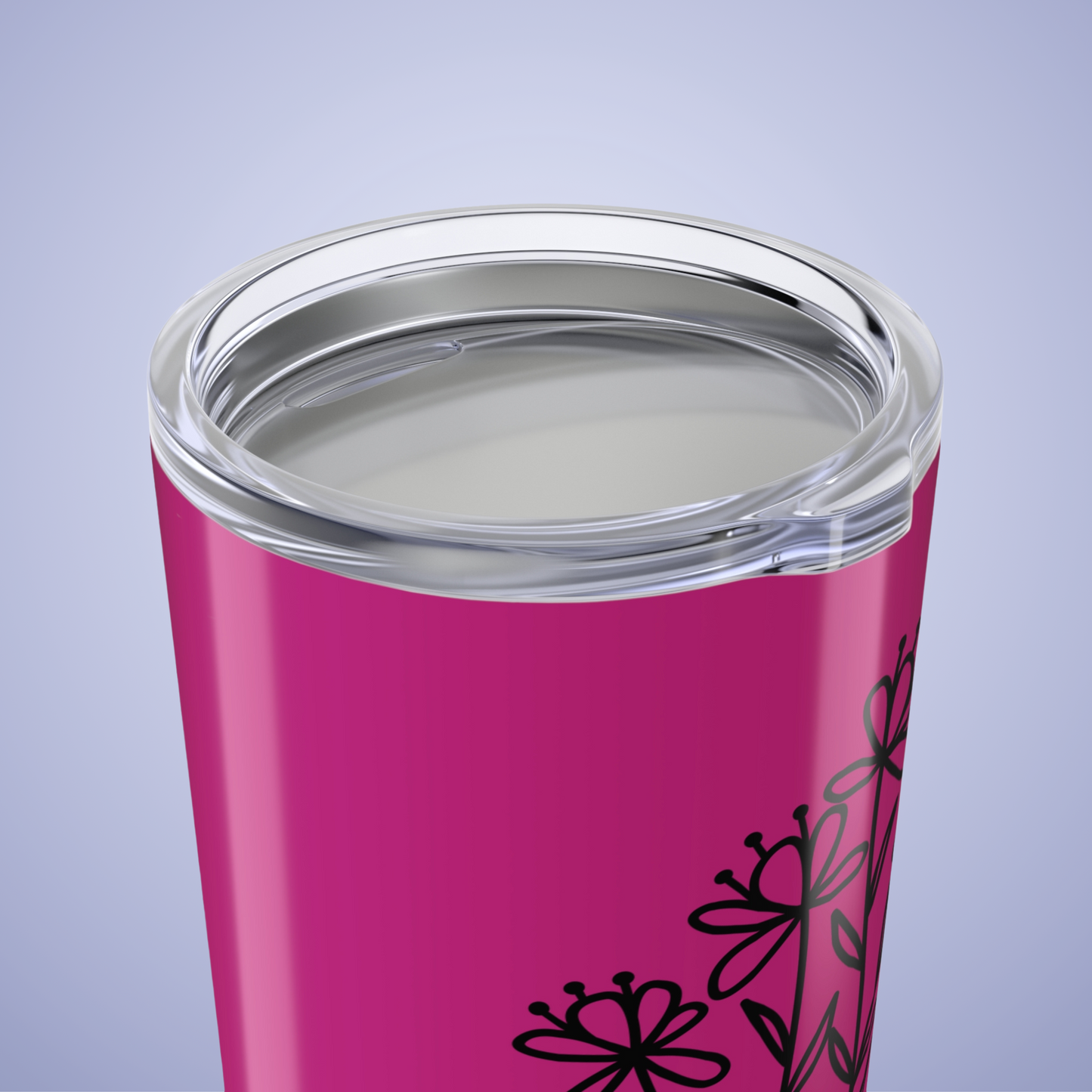Wildflowers Floral Personalized Name Tumbler Hot Pink Birthday Gift