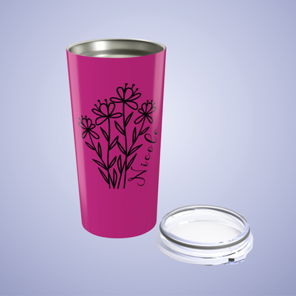 Wildflowers Floral Personalized Name Tumbler Hot Pink Birthday Gift