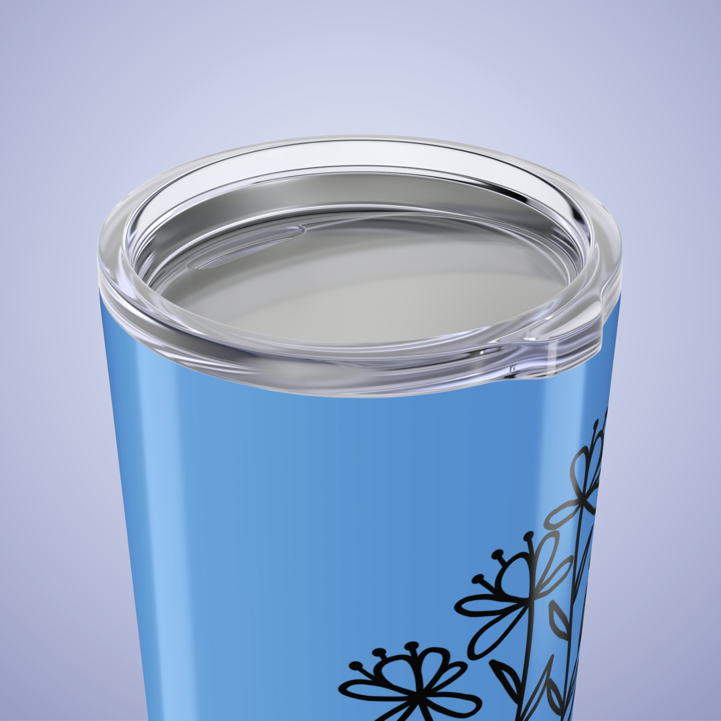 Wildflowers Floral Personalized Name Tumbler Light Blue Birthday Gift