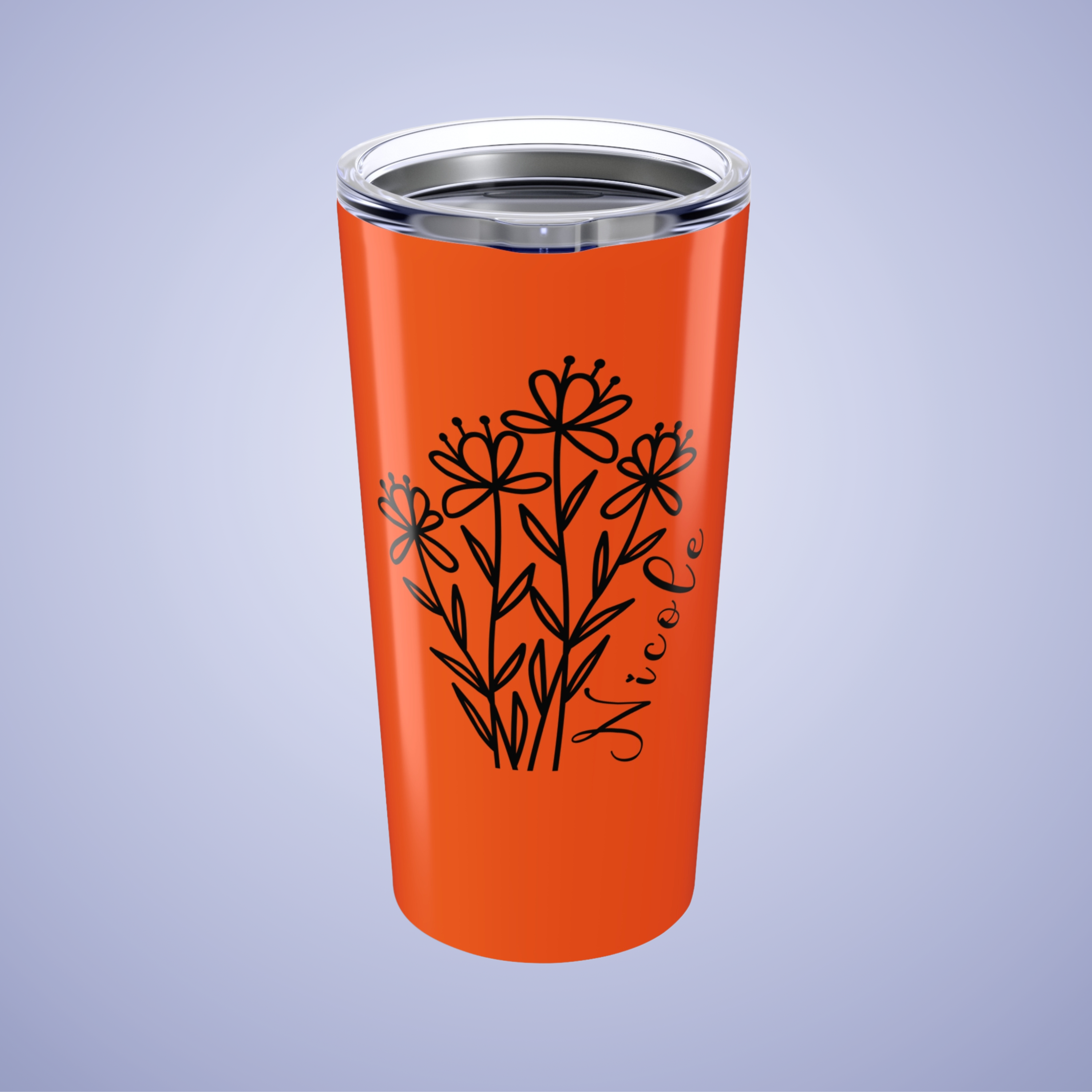 Wildflowers Floral Personalized Name Tumbler Orange Birthday Gift