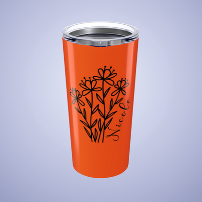 Wildflowers Floral Personalized Name Tumbler Orange Birthday Gift