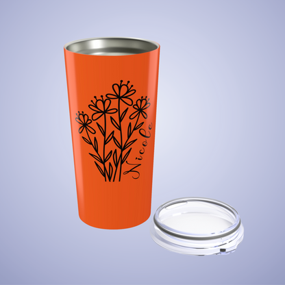 Wildflowers Floral Personalized Name Tumbler Orange Birthday Gift