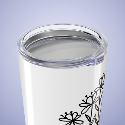 Wildflowers Floral Personalized Name Tumbler White Birthday Gift