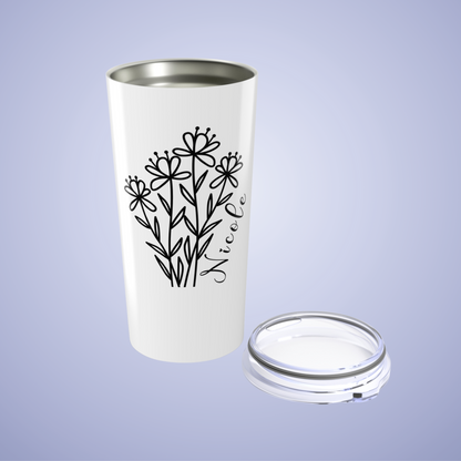 Wildflowers Floral Personalized Name Tumbler White Birthday Gift
