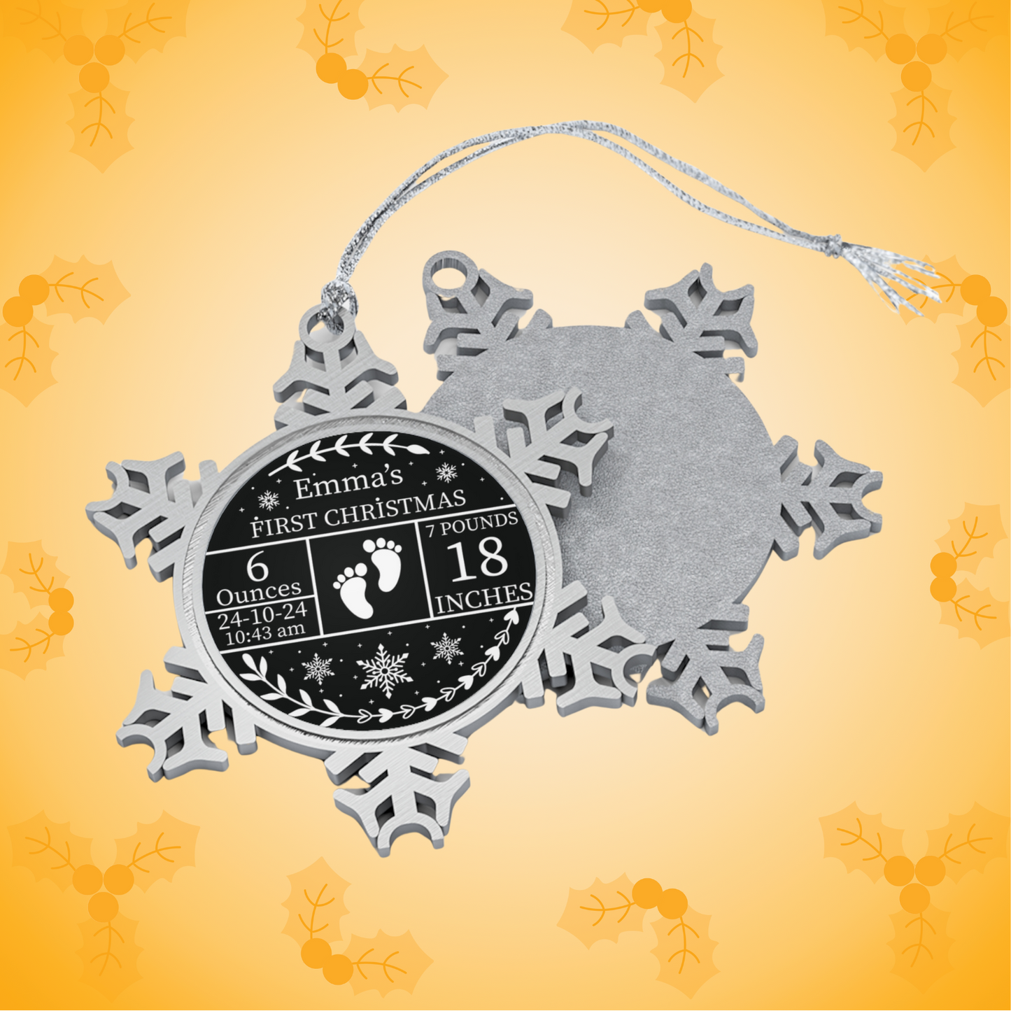 Babies First Christmas PERSONALISED Pewter Snowflake Ornament