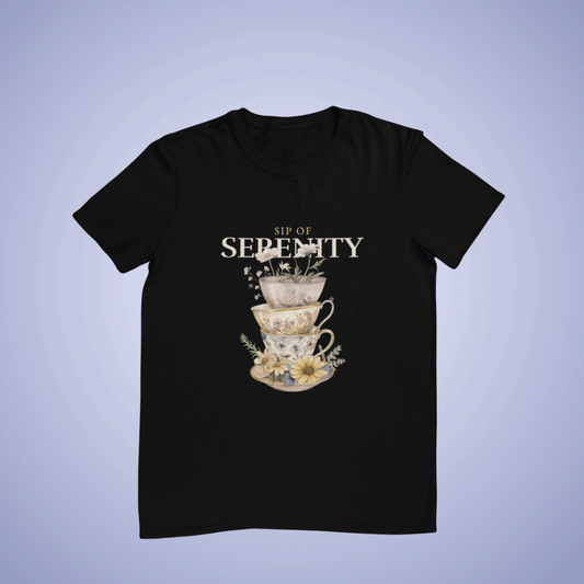 Sip of Serenity Tea Lovers T-shirt Tasting Tea and Gardening Flowers Combined