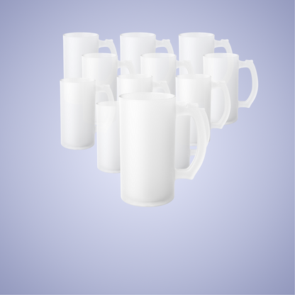 Catering Pack 12 Frosted Glass Beer Mug - Perfect for Weddings & Birthday Keepsakes