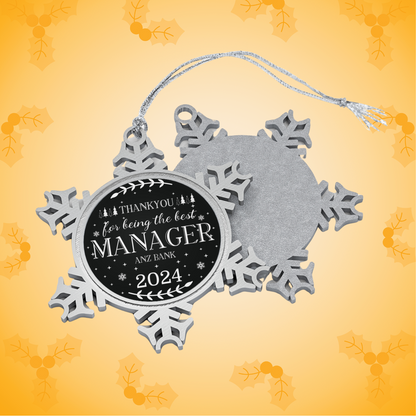 Best Manager PERSONALISED Pewter Snowflake Ornament