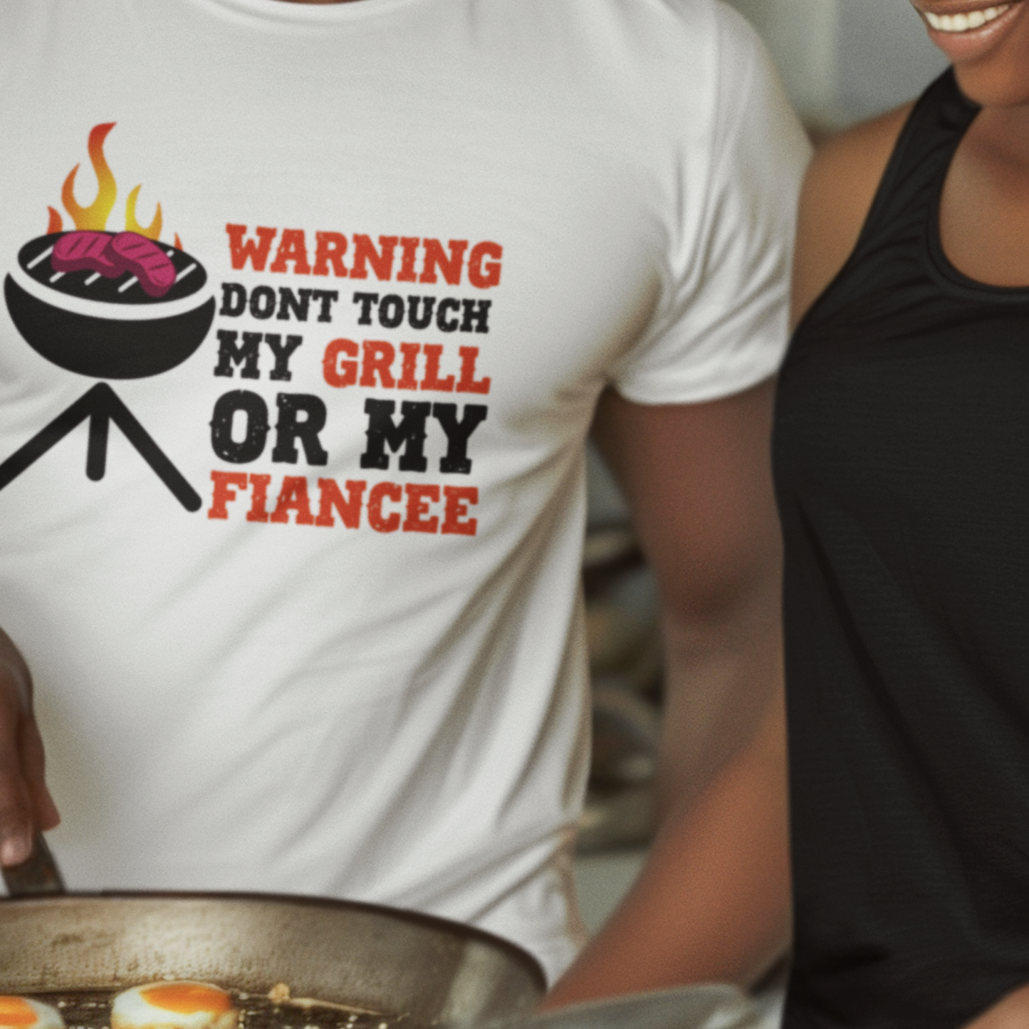 Warning Don't Touch My Grill or My Fiancee Meat Smoker Comfort Colors Mens Funny T Shirt Gift