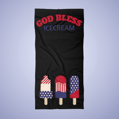 Patriotic Beach Towel - 'God Bless Ice Cream' Design