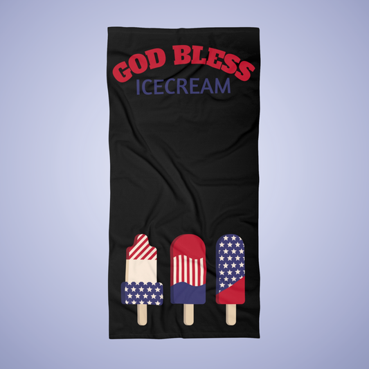 Patriotic Beach Towel - 'God Bless Ice Cream' Design