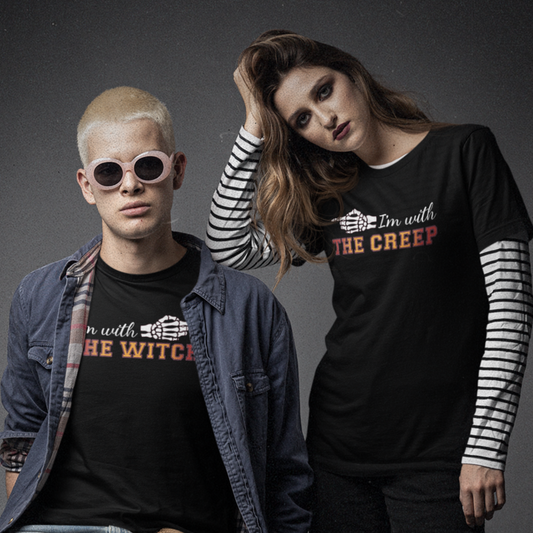 Im With THE CREEP Couple Matching T-Shirt | Skeleton Halloween Design