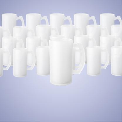 Catering Pack 50 Frosted Glass Beer Mug - Perfect for Weddings & Birthday Keepsakes