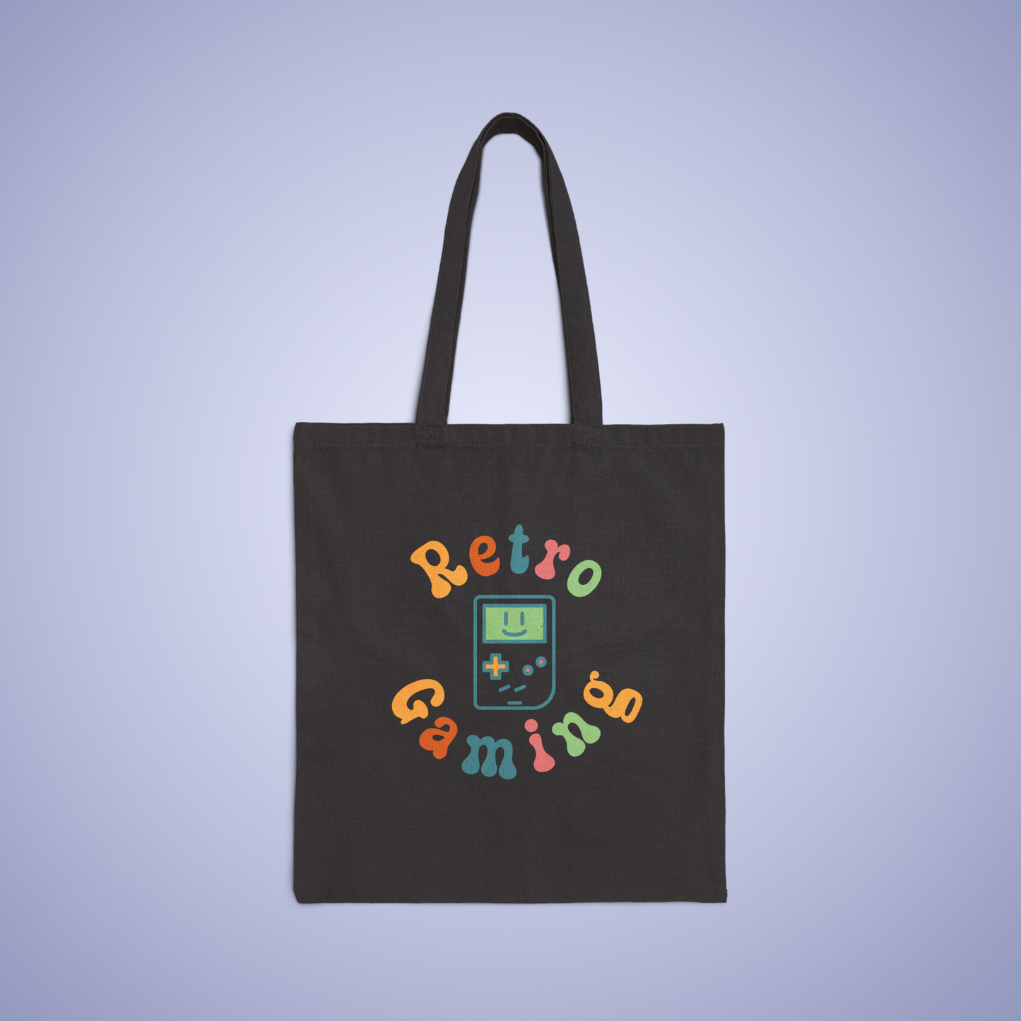 Retro Gaming Black Cotton Canvas Tote Bag