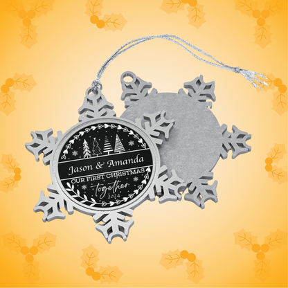 Our First Christmas Together PERSONALISED Pewter Snowflake Ornament