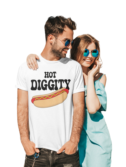 Hot Diggity Dog Funny Hot Dog T-Shirt | Hot Dog Lover Gift Black